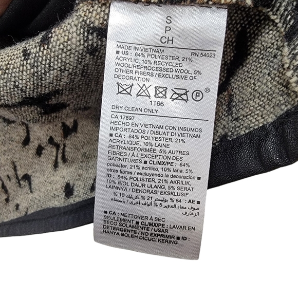 Old Navy Faux Fur Animal Print Faux Leather Trim Open Coatigan Size Small Womens - Picture 10 of 10